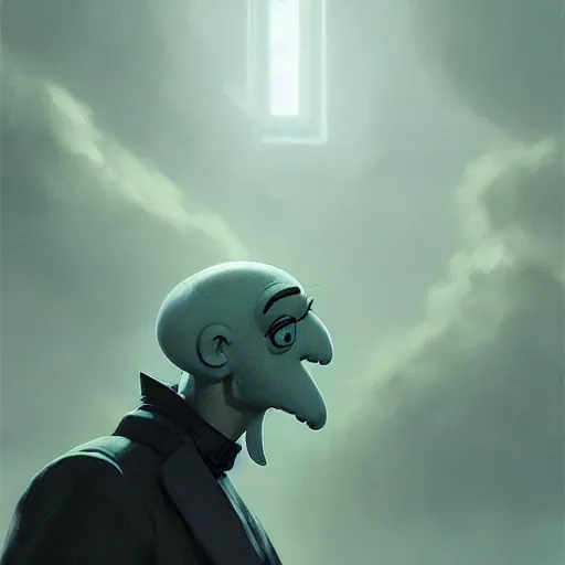 Image similar to handsome squidward, dramatic lighting, cinematic, establishing shot, extremly high detail, photorealistic, cinematic lighting, artstation, style by greg rutkowski