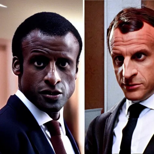 Image similar to african Emmanuel Macron in American Psycho (1999)