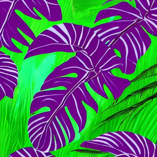 Prompt: purple tropical scene