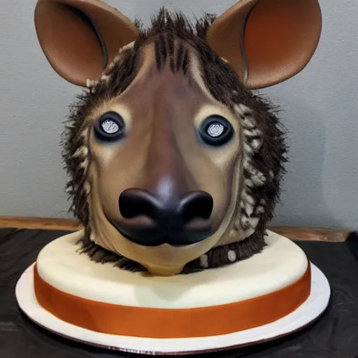 Image similar to a hyena on top of a birthday cake