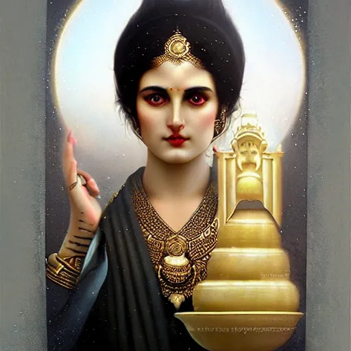 Prompt: lakshmi goddess of wealth tom bagshaw