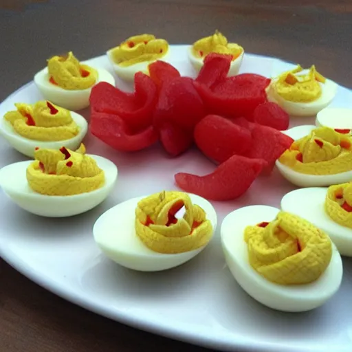 Prompt: deviled egg snake