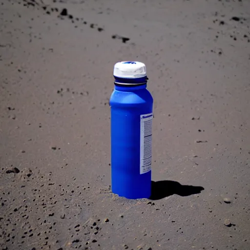 Prompt: photograph of a water bottle on Mars