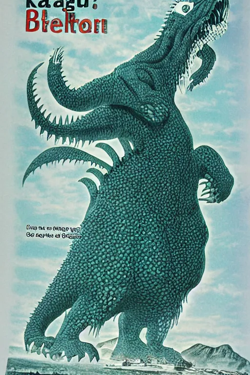 Prompt: biology textbook page, kaiju, 1980s