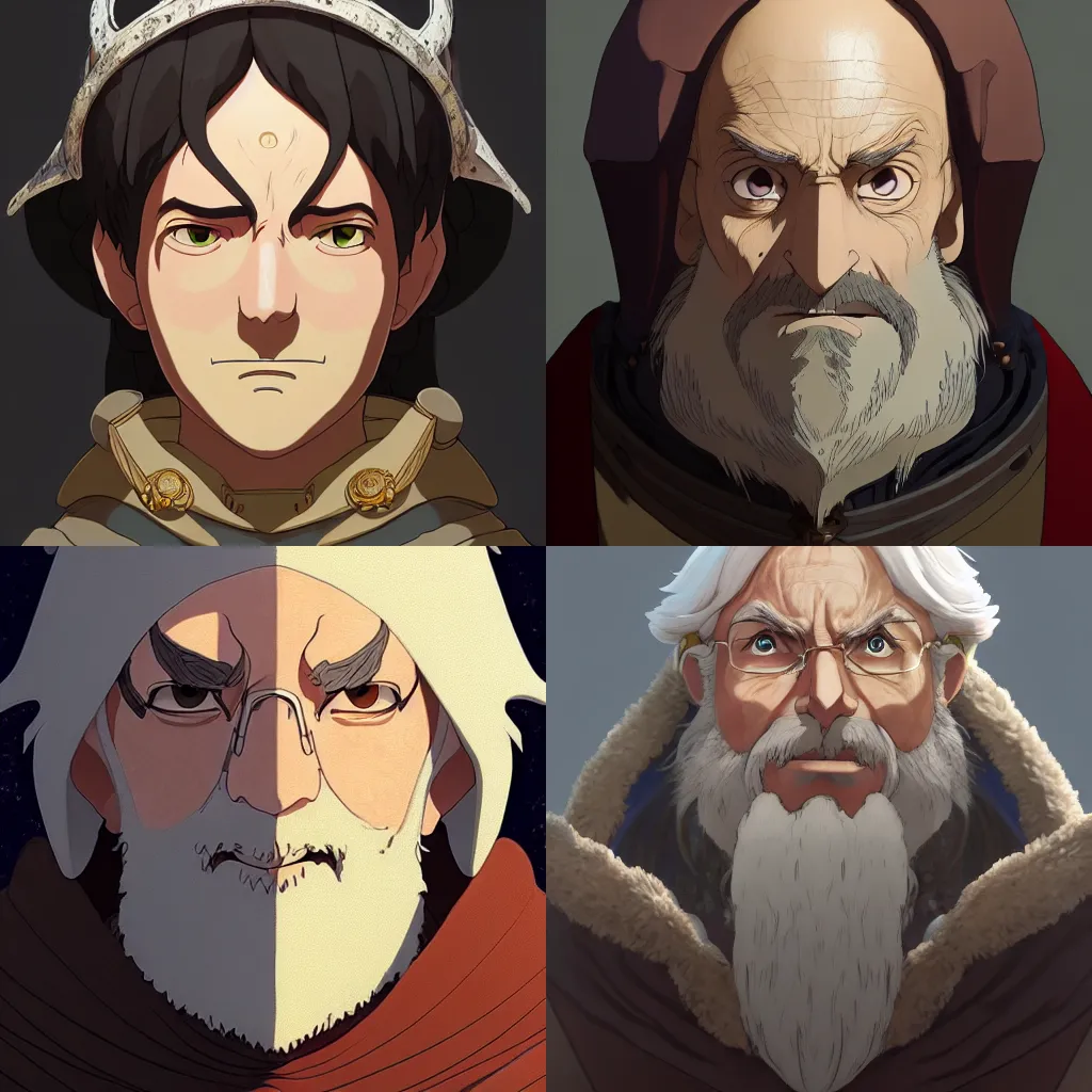 Prompt: portrait of a medieval old king, artstation, cartoon, highly detailed clean outstanding digital art by ghibli!, makoto shinkai!, bluth!, fujita goro!, giraud!, ghailan! 8 k