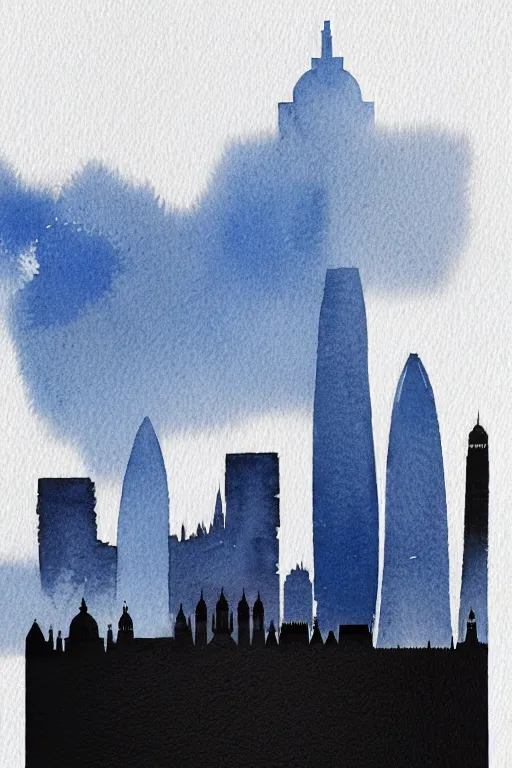 Image similar to minimalist watercolor splash ink art of london skyline