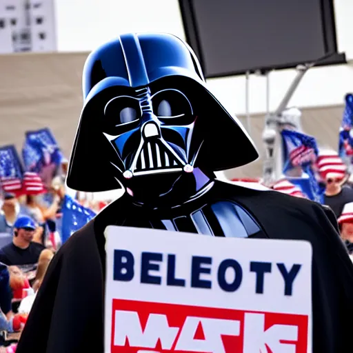 Image similar to darth vader at a maga rally