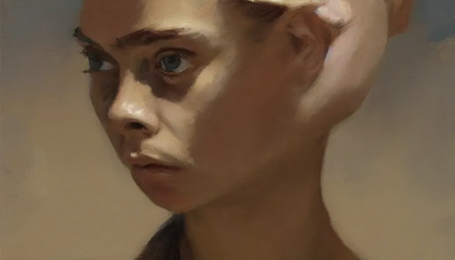 Image similar to painting by borremans, cara delevingne, detailed, stunning