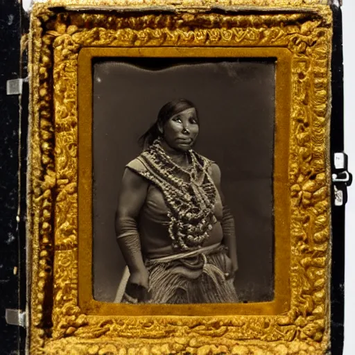 Image similar to portrait of an inca, daguerreotype