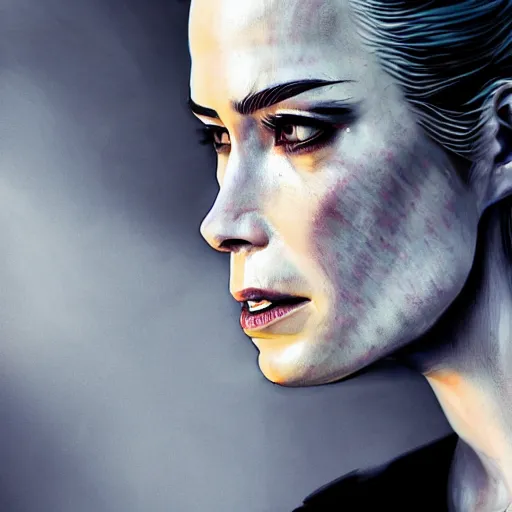 Image similar to sara paulson portrait, dystopia core, apocalyptic, armor, warrior, dramatic, sharp focus, fiction, neon, fantasy, hyper detailed, digital art, trending in artstation, cinematic lighting, studio quality, smooth render, unreal engine 5 rendered, octane rendered, art style and nixeu and wlop and krenz cushart