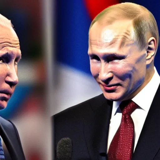 Prompt: heavyweight boxing match putin vs biden. high colors. loud noises