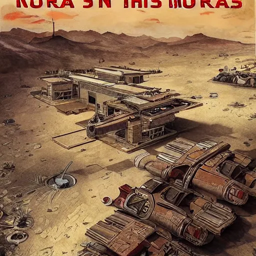 Image similar to [North Korean colony on Mars, poster, very detailed, cinematic lighting, matte, sharp, photography, art by enki bilal]