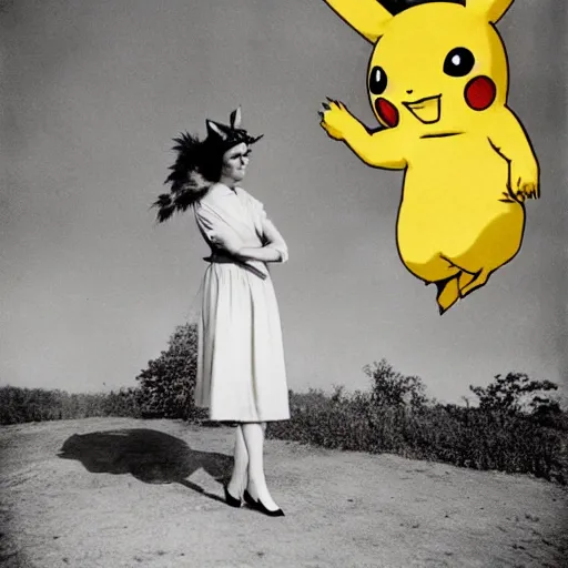 Image similar to elegant woman dressed up as pikachu, art photo in color Frantisek Drtikol, digital photo, clean, sharp, smooth, glossy photo