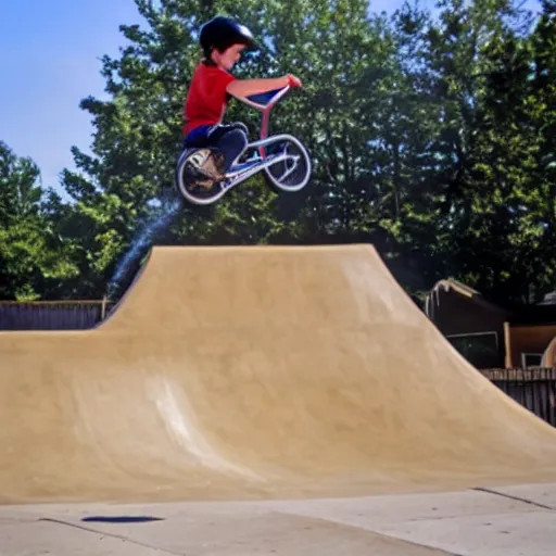 Image similar to kid jumping his bmx over a fire pit