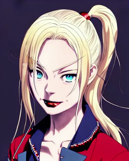 Prompt: Anime as Margot Robbie cute-fine-face, pretty face, surprised realistic shaded Perfect face, fine details. Anime. as Harley Quinn Suicide Squad; Red-Line-Anime realistic shaded lighting by Ilya Kuvshinov katsuhiro otomo ghost-in-the-shell, magali villeneuve, artgerm, rutkowski, WLOP Jeremy Lipkin and Giuseppe Dangelico Pino and Michael Garmash and Rob Rey