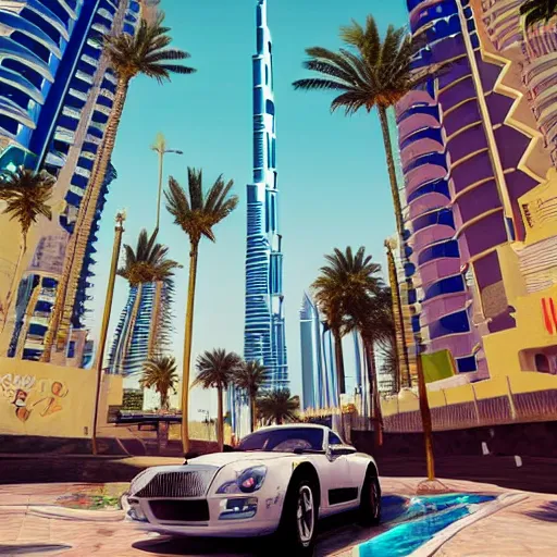 Image similar to gta : dubai, by alice russel glenny