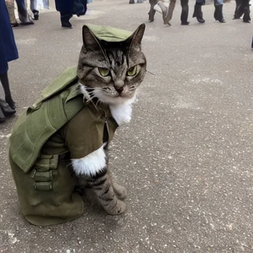 Prompt: cat dressed like british ww 2 soldier