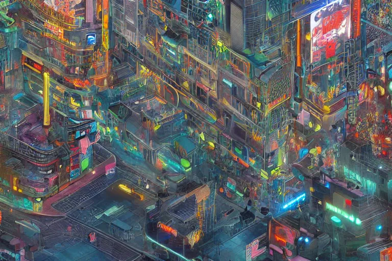 Prompt: futuristic city of tokyo japan, shibuya crossing, illustration painting, intricate, detailed illustration, hd, digital art, overdetailed art, concept art, complementing colors, detailed, illustration painting by leonardo da vinci, digital art, overdetailed art, concept art, complementing colors rendered by beeple, syd meade,