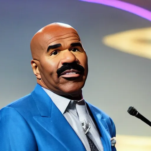 Image similar to steve harvey with long blue hair