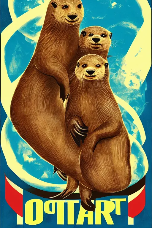 Prompt: movie poster for the 1966 B-movie cult classic film, The Otters of Planet X, artstation, high res, 4k