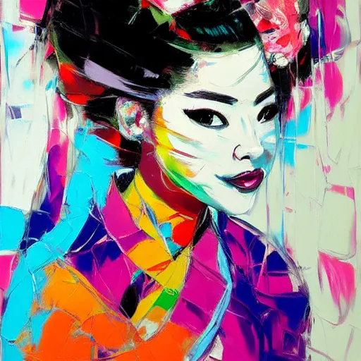 Image similar to portrait of geisha by francoise nielly