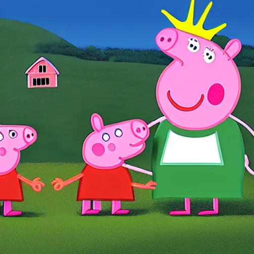 Prompt: a carbon - made peppa pig in real life