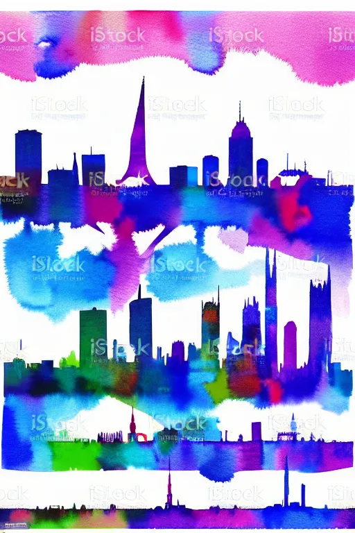 Image similar to minimalist watercolor art of frankfurt skyline, illustration, vector art