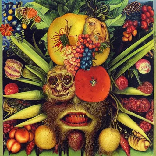 Prompt: album cover, psychedelic, giuseppe arcimboldo