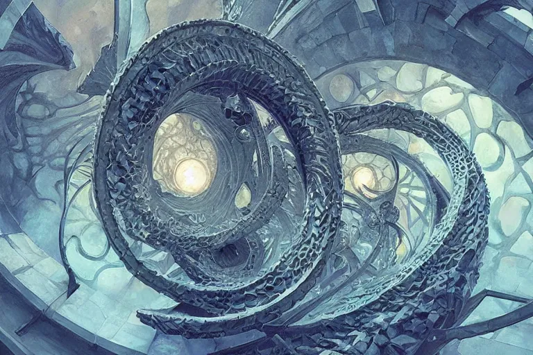 Prompt: a beautiful spiral starcaise design by antoni gaudi, deep focus, d & d and mtg, fantasy, intricate, elegant, highly detailed, digital painting, artstation, concept art, matte, sharp focus, illustration, hearthstone, art by artgerm and greg rutkowski and alphonse mucha.