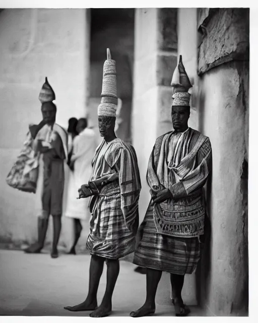 Prompt: Award winning reportage photo of Monegasque Natives wearing traditional garb by Dian Arbus, 85mm ND 5, perfect lighting, gelatin silver process