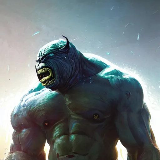 Image similar to highly detailed portrait symbiote venong merged with hulk gta v, stephen bliss, unreal engine, fantasy art by greg rutkowski, loish, rhads, ferdinand knab, makoto shinkai and lois van baarle, ilya kuvshinov, rossdraws, tom bagshaw, global illumination, radiant light, detailed and intricate environment