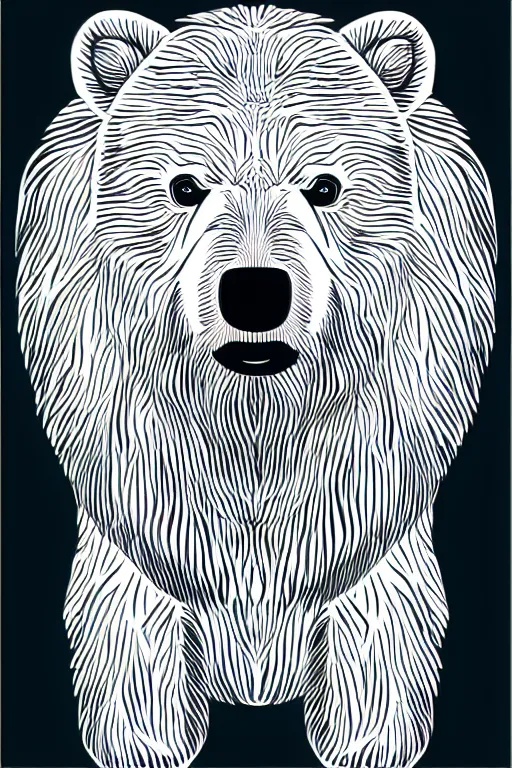 Prompt: Vector based poster of a hipster polar bear in the style of die cut sticker, color, high resolution, vector art