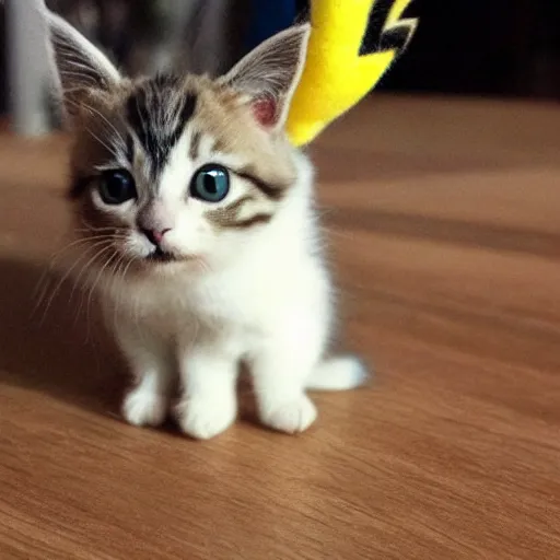 Image similar to half pikachu half cutest kitten ever