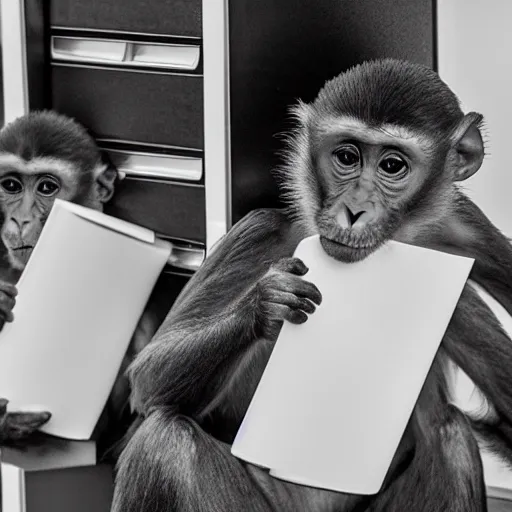 Image similar to monkeys as employees in the cubical offices