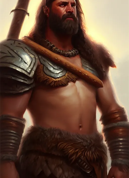 Image similar to a _ fantasy _ style _ portrait _ painting _ of barbarian oil _ painting _ unreal _ 5 _ daz. _ rpg _ portrait _ extremely _ detailed _ artgerm _ greg _ rutkowski _ greg