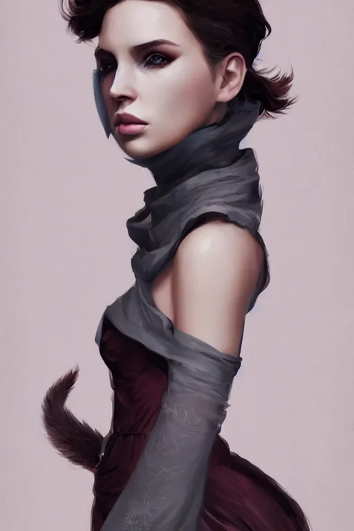 Image similar to furry female, fashion photography, full body character concept art, costume design, illustration, symmetrical face and body, single face, cinematic color grading, editorial photo, fashion, hyperrealism, trending on artstation, Charlie Bowater, WLOP, detailed, intricate, elegant, vfx, postprocessing