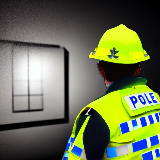 Prompt: A British police officer wearing hivis, highly detailed, ambient lighting, trending on art station