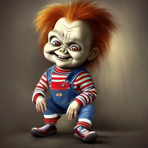Image similar to cartoon painting of chucky by michal karcz | loony toons style