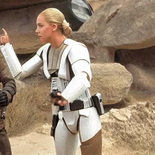 Prompt: still of the rock as leah in star wars