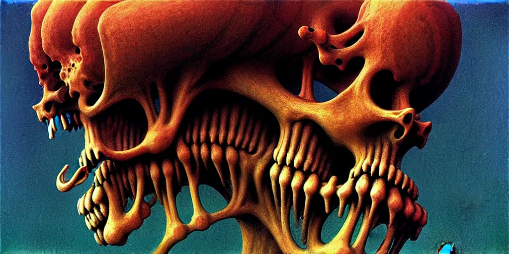 Image similar to close - up high definition, bone demon made of bone, in the style of zdzisław beksinski