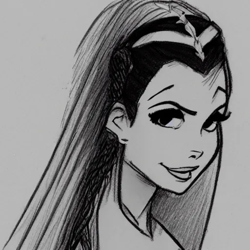 Image similar to milt kahl sketch of victoria justice with tendrils hair style as princess padme from star wars episode 3