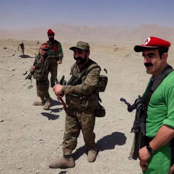 Image similar to mario and luigi in afghanistan