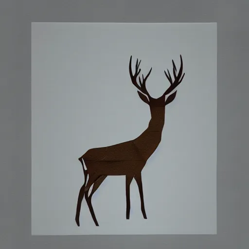 Image similar to a picture of a deer from triangles made of paper