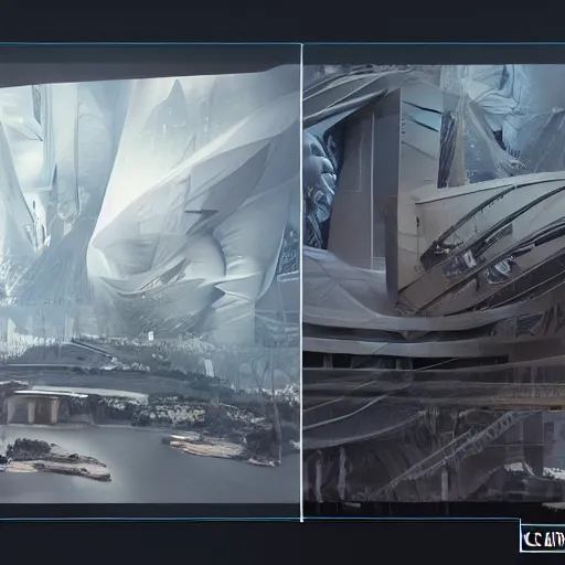 Image similar to sci-fi wall structure on the coronation of napoleon painting and digital billboard in the middle, unreal engine 5, keyshot, octane, artstation trending, ultra high detail, ultra realistic, cinematic, 8k, 16k, in style of zaha hadid, in style of nanospace Michael Menzelincev, in style of Lee SOUDER, in style of photogrammetry cloud in style of Dima Goryainov artstation, in style of Blade Runner 2049, in style of Ghost in the Shell, in plastic, dark, tilt shift,