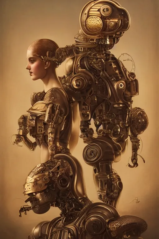 Prompt: a beautiful ultradetailed vintage photo of two angry cyborgs butting heads, by tom bagshaw and anna dittman, portrait, vignette, 3 5 mm lens, golden ratio composition, detailed faces, studio photography, very detailed, humanoids, industrial robots, artstation, 8 k, highly coherent