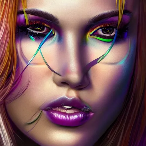 Prompt: electric woman, cute - fine - face, pretty face, oil slick hair, realistic shaded perfect face, extremely fine details, realistic shaded lighting, dynamic background, artgerm, 8 k ultra realistic, highly detailed, art by pascal blanche