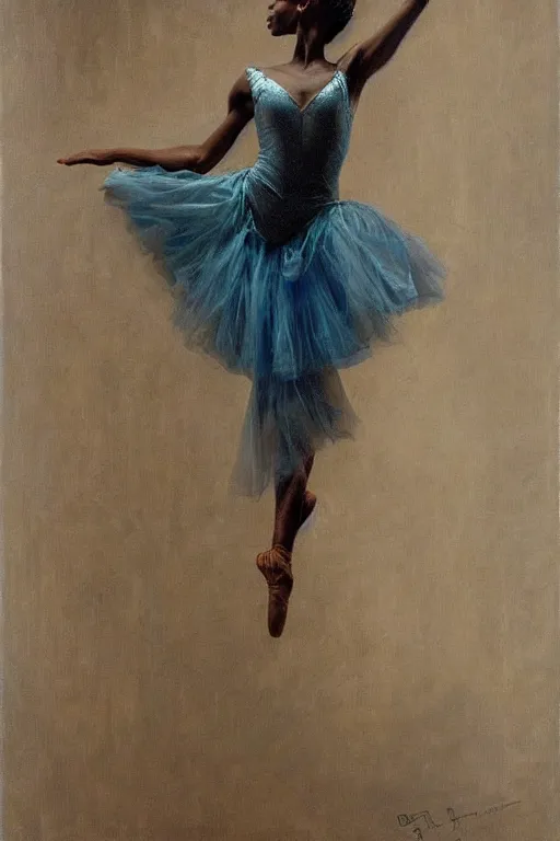 Image similar to portrait of a gorgeous graceful nubian prima ballerina, by donato giancola and berthold woltze.