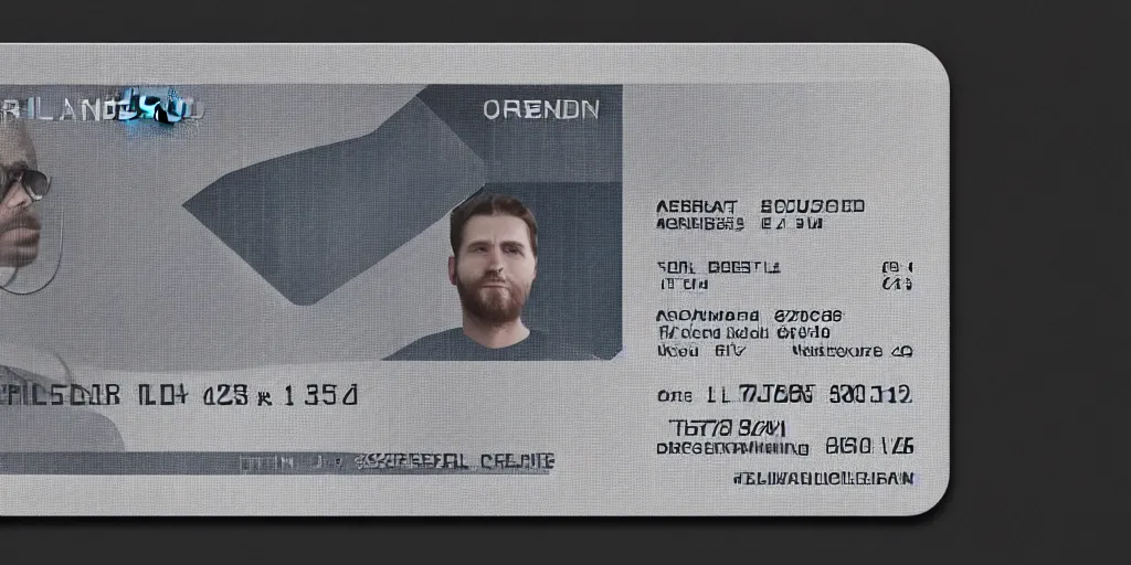 Prompt: Orwellian ID Card held by marketing professional, hyper detailed, terror glows, hyper realistic, digital painting, 8k, 35mm film grain, octane render