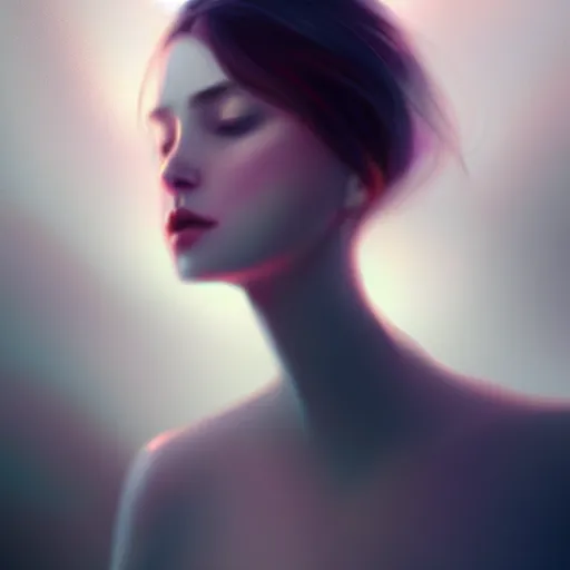 Image similar to empty space is filled by virtual particles a digital painting by Charlie Bowater , trending on Artstation, metaphysical painting, speedpainting, made of feathers mist and cloud , digital painting