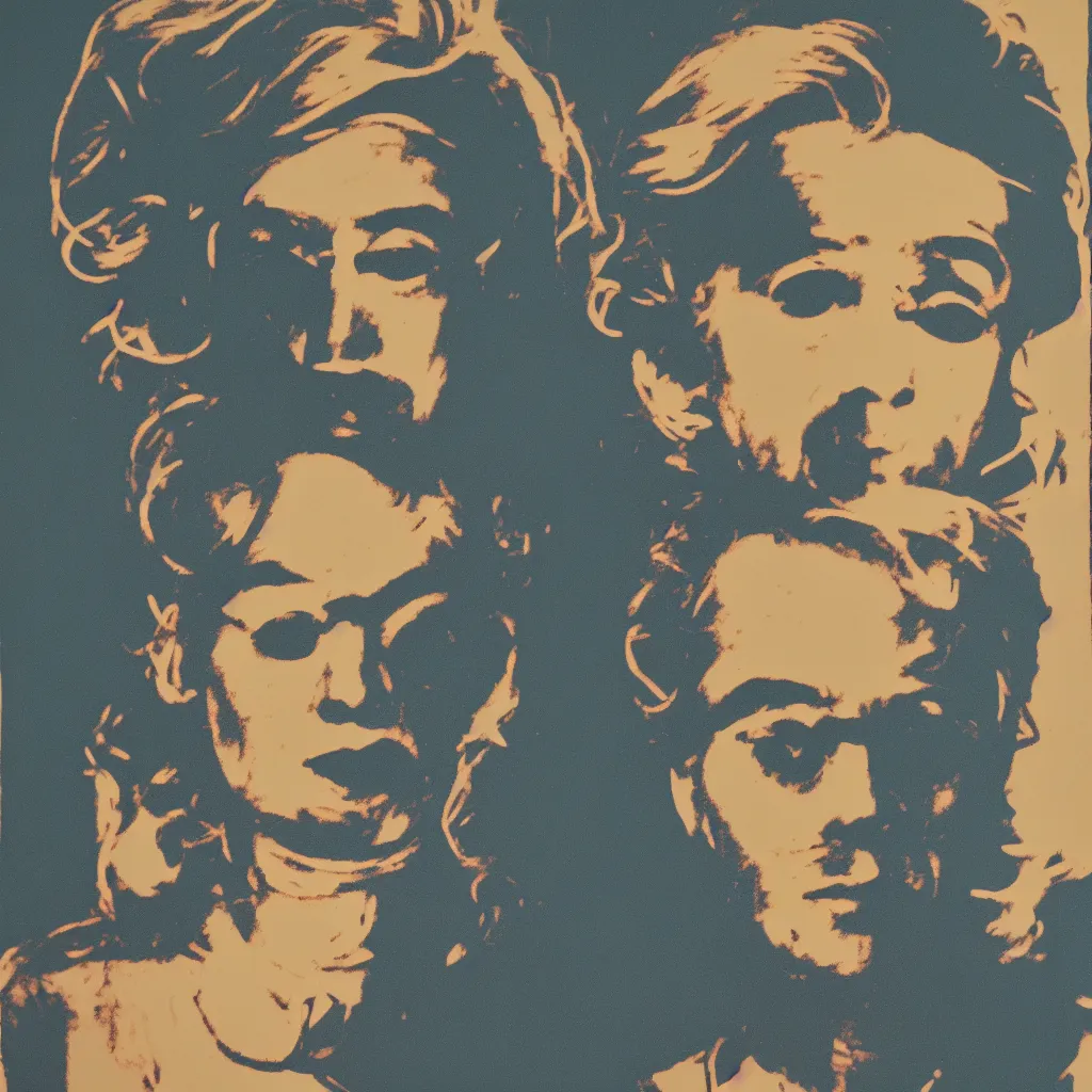 Image similar to individual silk screen portrait of unemployed artist contemplating suicide by andy warhol